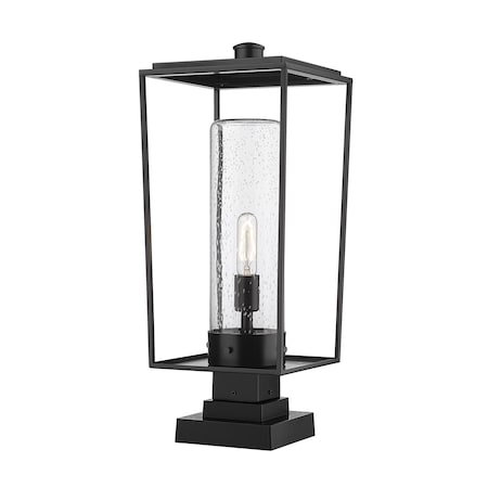 Z-Lite Sheridan 1 Light Outdoor Pier Mounted Fixture, Black And Seedy 594PHBS-SQPM-BK